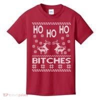 Ho Ho Ho Bitches X-Mas Ugly Christmas Kids T-Shirt thumb 0