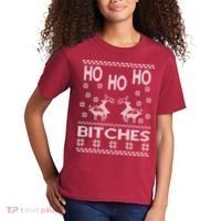 Ho Ho Ho Bitches X-Mas Ugly Christmas Kids T-Shirt thumb 2