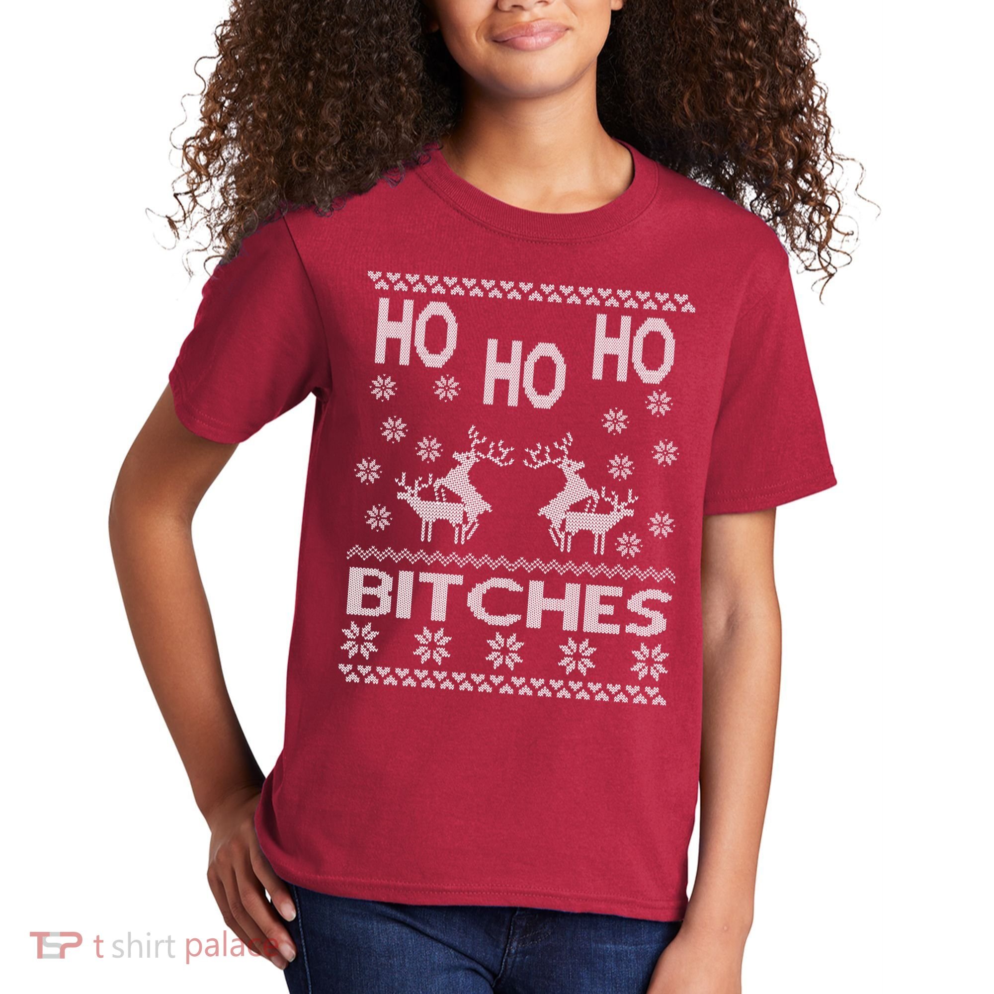 Ho Ho Ho Bitches X-Mas Ugly Christmas Kids T-Shirt