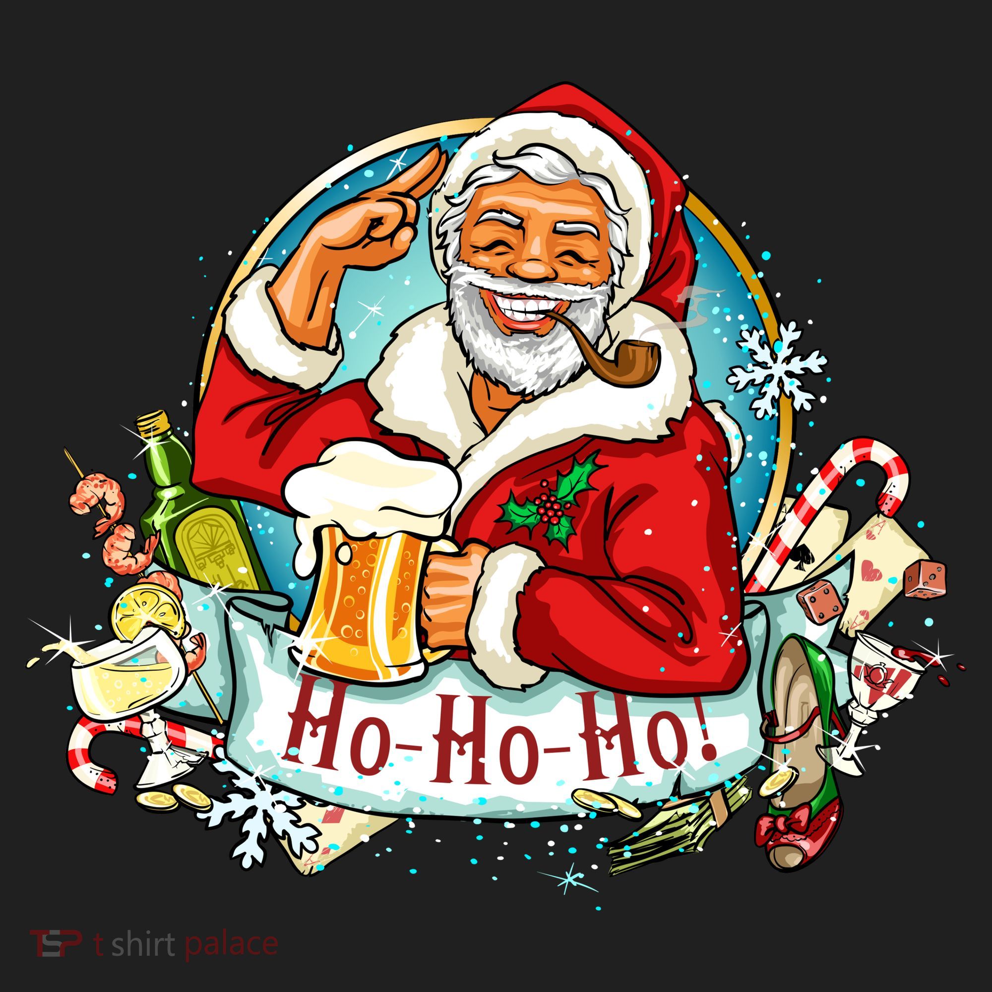 Ho-Ho-Ho Drinking Smoking Santa Claus Christmas Women's Sweatshirt