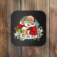 Ho-Ho-Ho Drinking Smoking Santa Claus Christmas Coaster thumb 0