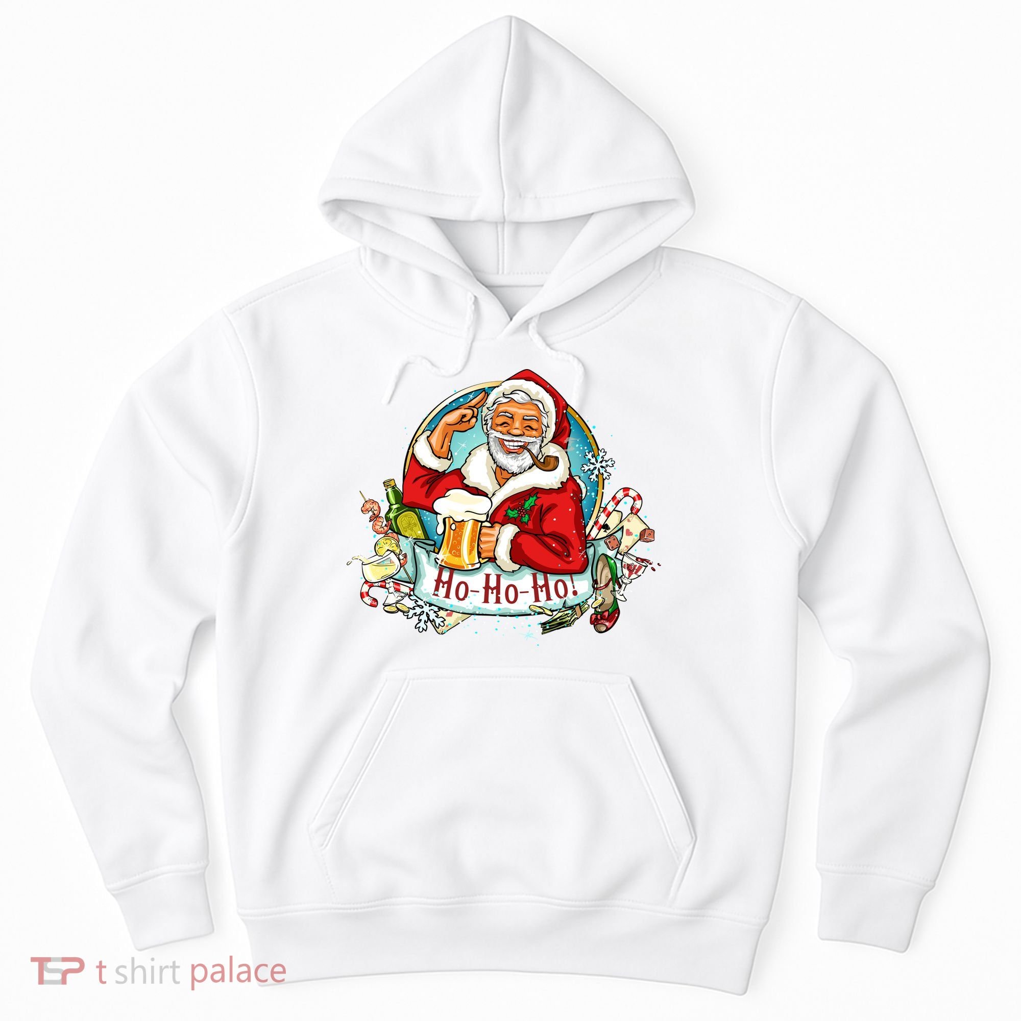 Ho-Ho-Ho Drinking Smoking Santa Claus Christmas Hoodie