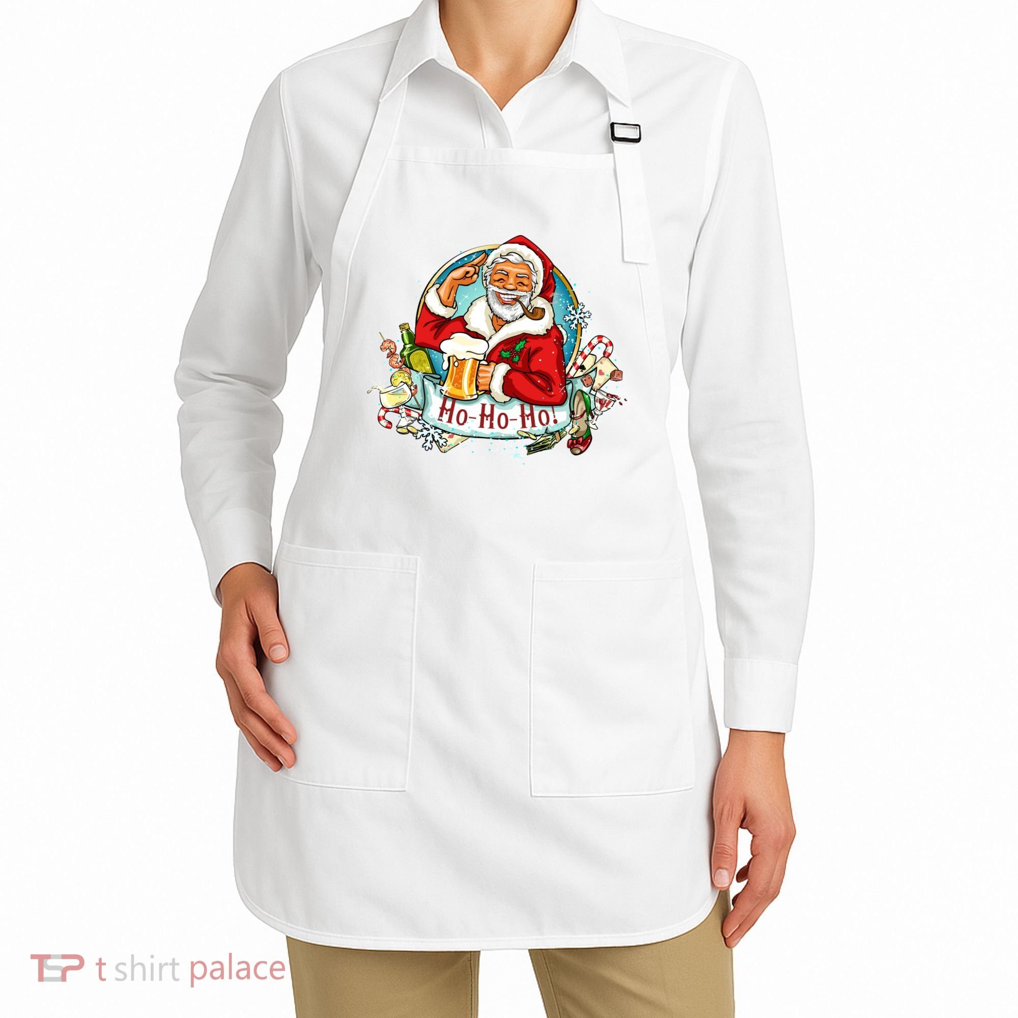 Ho-Ho-Ho Drinking Smoking Santa Claus Christmas Apron