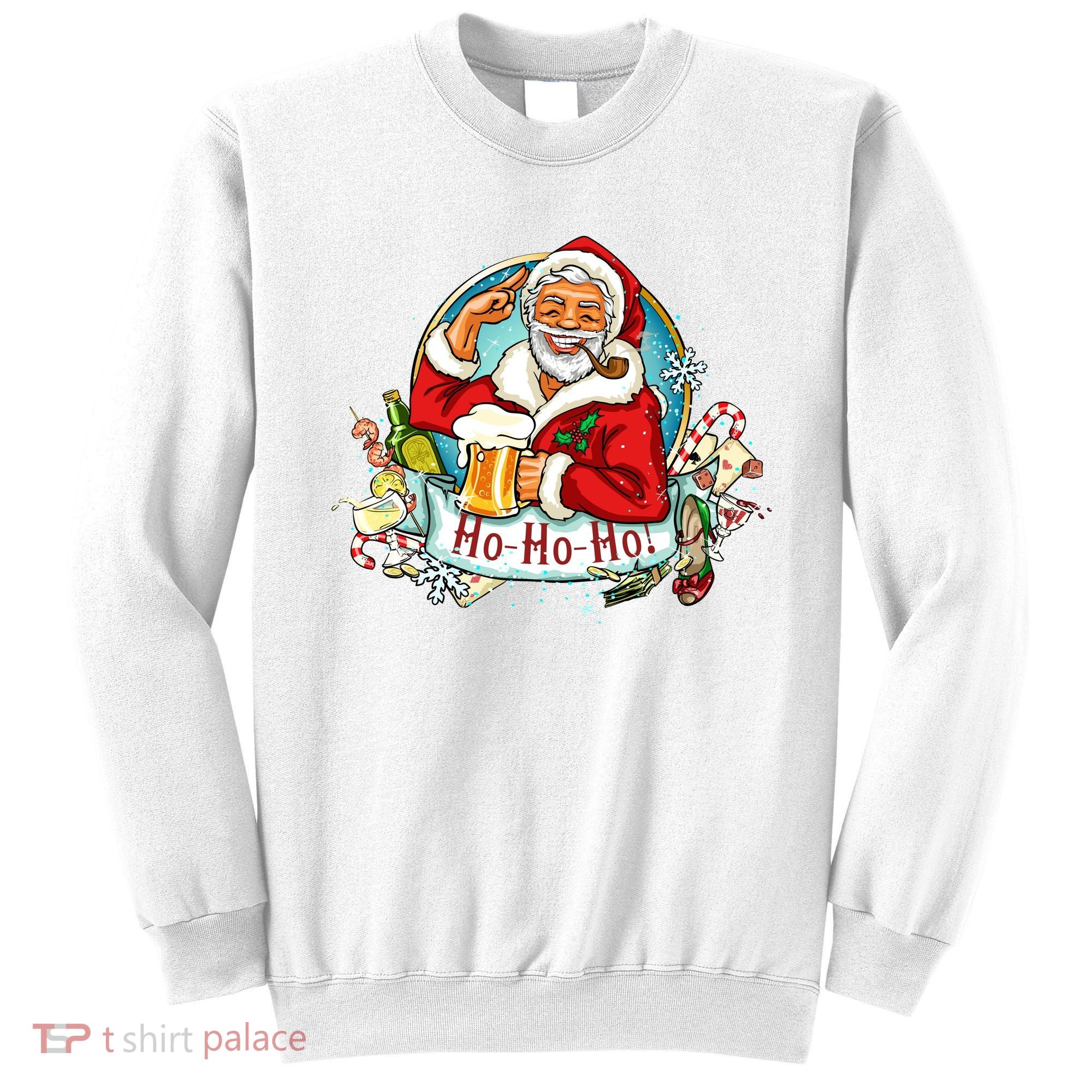 Ho-Ho-Ho Drinking Smoking Santa Claus Christmas Sweatshirt