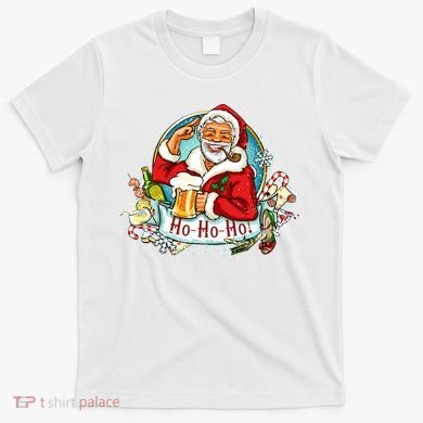 Ho-Ho-Ho Drinking Smoking Santa Claus Christmas T-Shirt