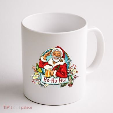 Ho-Ho-Ho Drinking Smoking Santa Claus Christmas Coffee Mug back