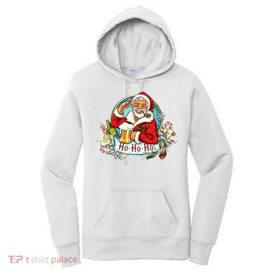 Ho-Ho-Ho Drinking Smoking Santa Claus Christmas Women's Hoodie