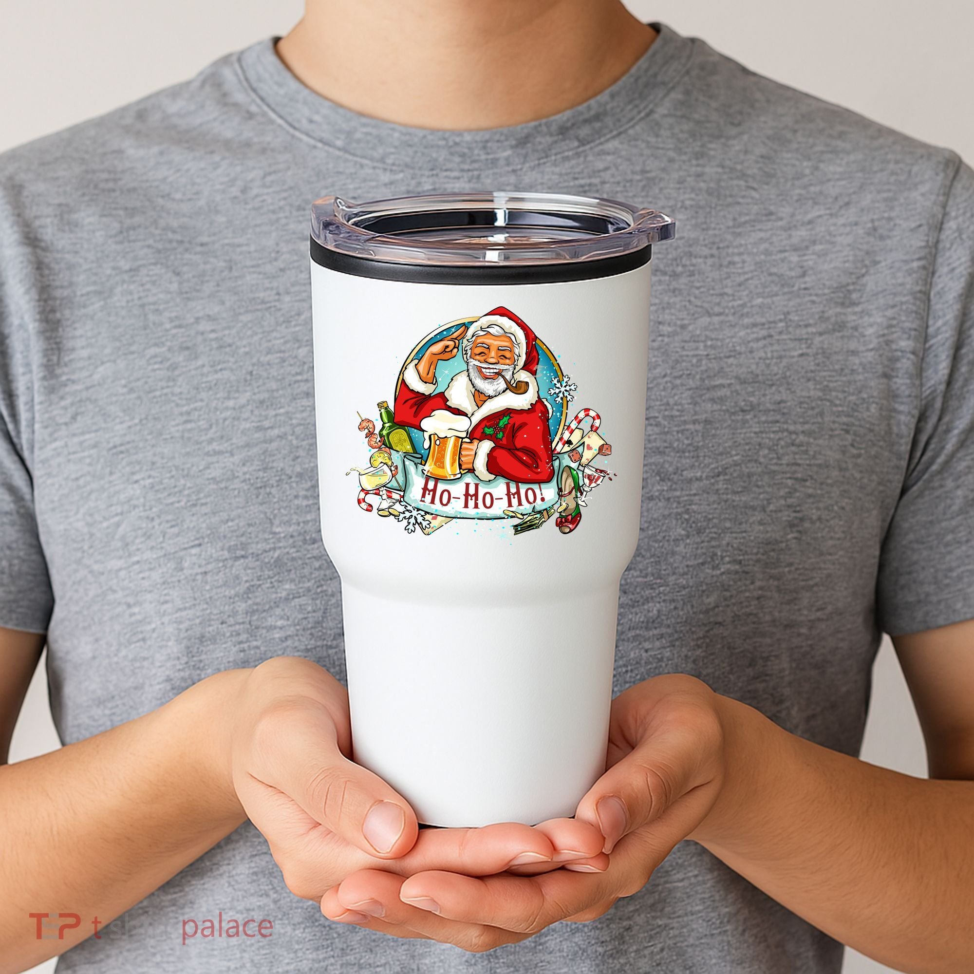 Ho-Ho-Ho Drinking Smoking Santa Claus Christmas Tumbler