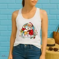 Ho-Ho-Ho Drinking Smoking Santa Claus Christmas Women's Tank Top thumb 2