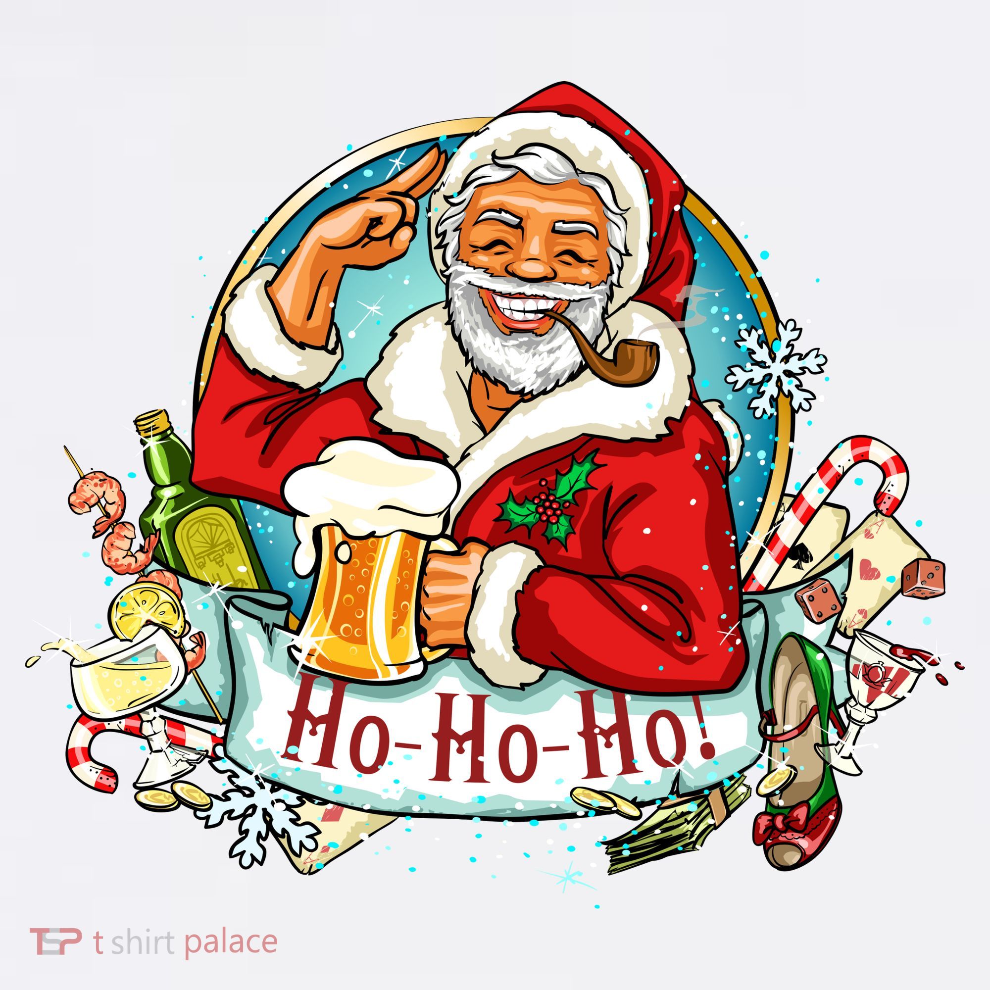 Ho-Ho-Ho Drinking Smoking Santa Claus Christmas Women's Tank Top