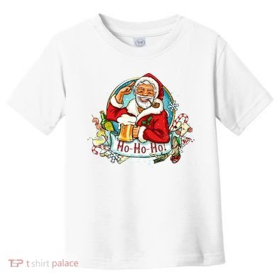 Ho-Ho-Ho Drinking Smoking Santa Claus Christmas Toddler T-Shirt