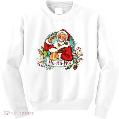 Ho-Ho-Ho Drinking Smoking Santa Claus Christmas Kids Sweatshirt