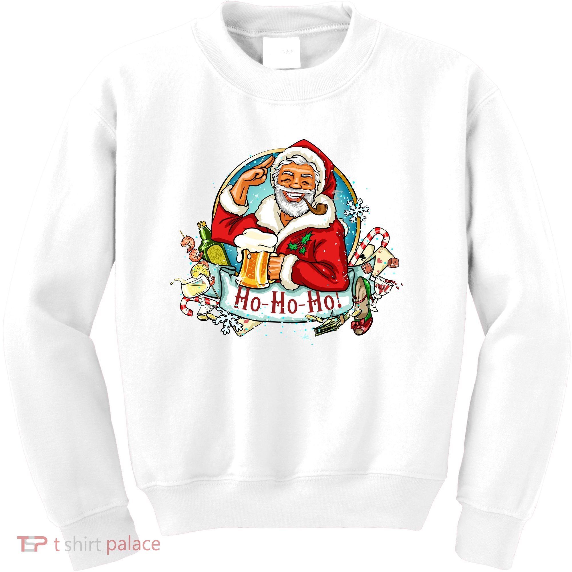 Ho-Ho-Ho Drinking Smoking Santa Claus Christmas Kids Sweatshirt