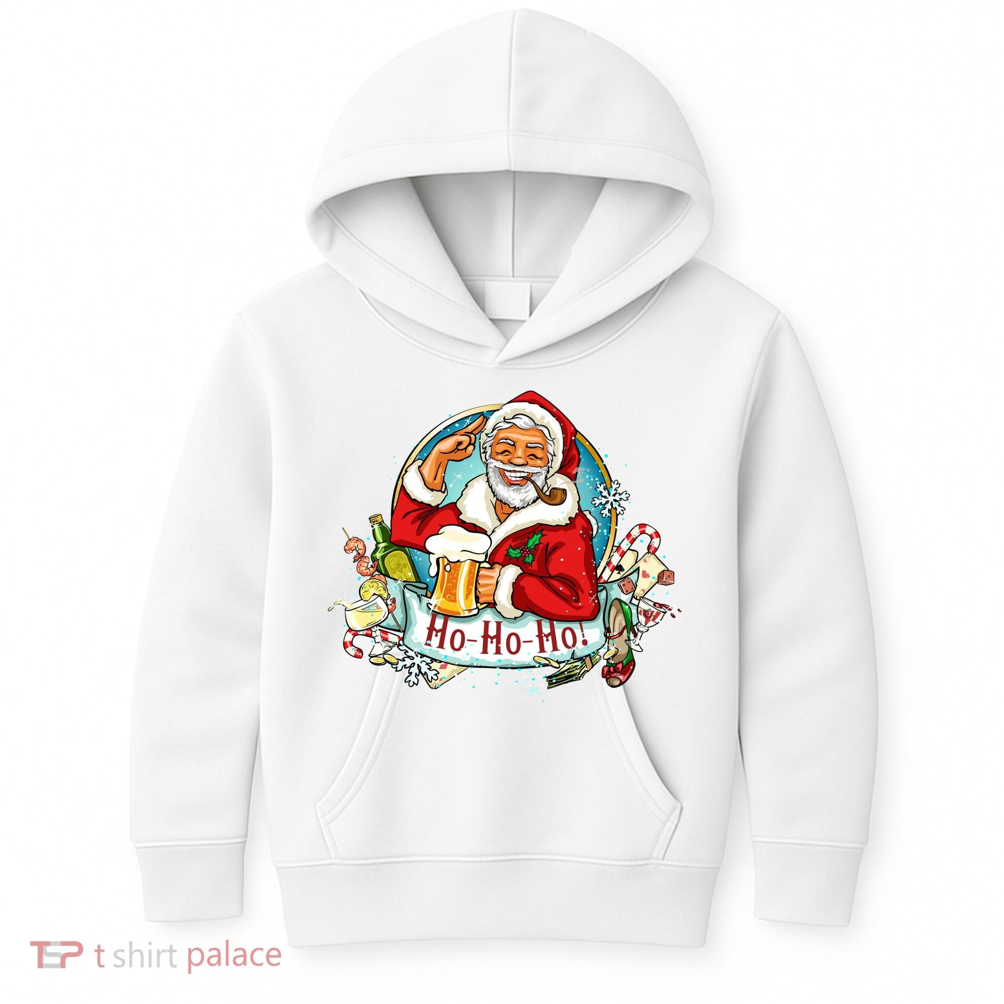 Ho-Ho-Ho Drinking Smoking Santa Claus Christmas Kids Hoodie