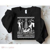 Ho Ho Ho Strippers X-Mas Ugly Christmas Sweater Sweatshirt thumb 2