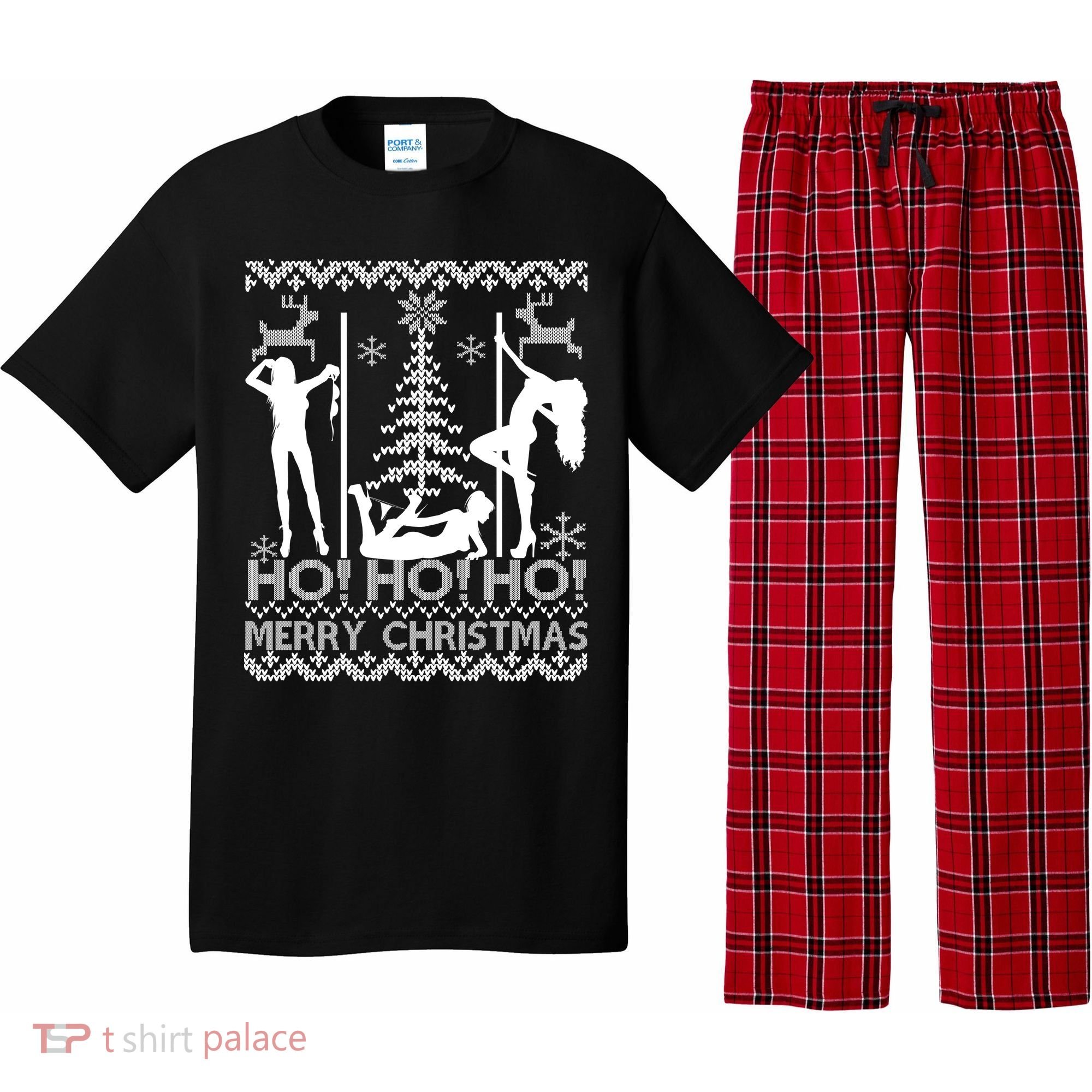 Ho Ho Ho Strippers X-Mas Ugly Christmas Sweater Pajama Set