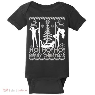 Ho Ho Ho Strippers X-Mas Ugly Christmas Sweater Baby Bodysuit