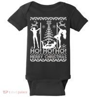 Ho Ho Ho Strippers X-Mas Ugly Christmas Sweater Baby Bodysuit thumb 0