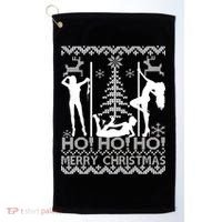 Ho Ho Ho Strippers X-Mas Ugly Christmas Sweater Golf Towel thumb 0