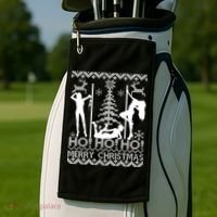 Ho Ho Ho Strippers X-Mas Ugly Christmas Sweater Golf Towel thumb 2