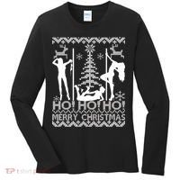 Ho Ho Ho Strippers X-Mas Ugly Christmas Sweater Women's Long Sleeve Shirt thumb 0