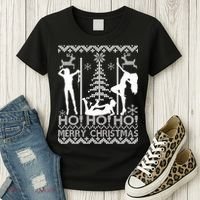 Ho Ho Ho Strippers X-Mas Ugly Christmas Sweater Women's T-Shirt thumb 3