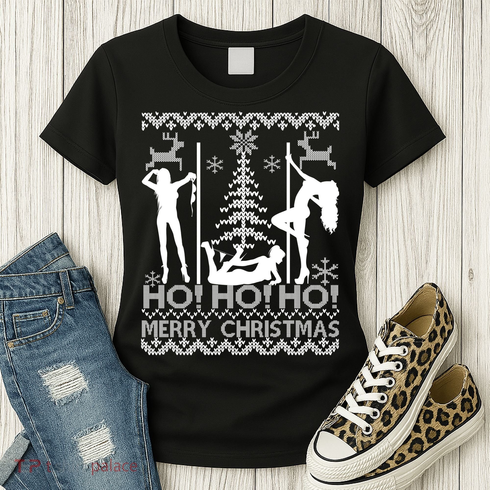 Ho Ho Ho Strippers X-Mas Ugly Christmas Sweater Women's T-Shirt