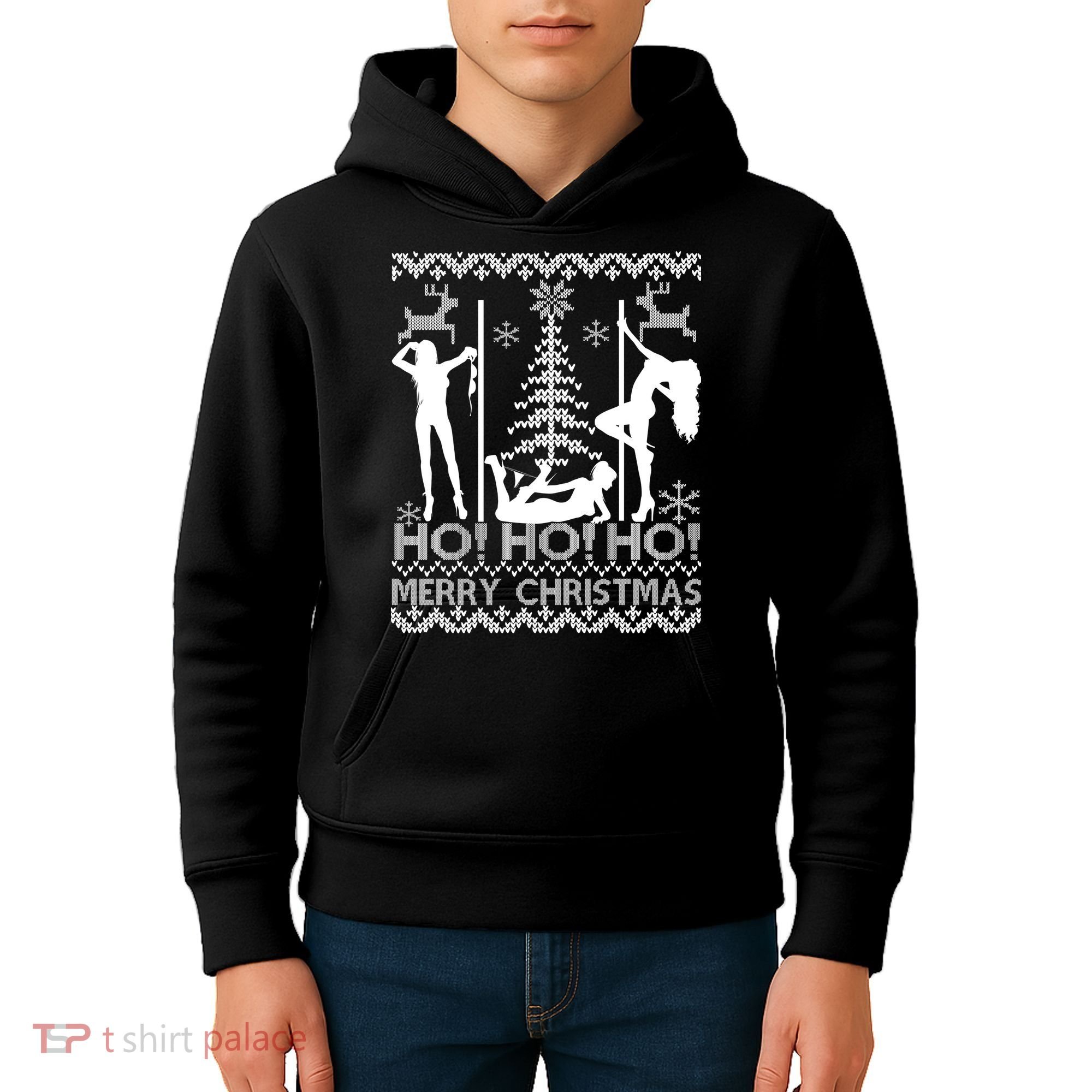 Ho Ho Ho Strippers X-Mas Ugly Christmas Sweater Kids Hoodie