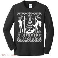 Ho Ho Ho Strippers X-Mas Ugly Christmas Sweater Kids Long Sleeve Shirt thumb 0