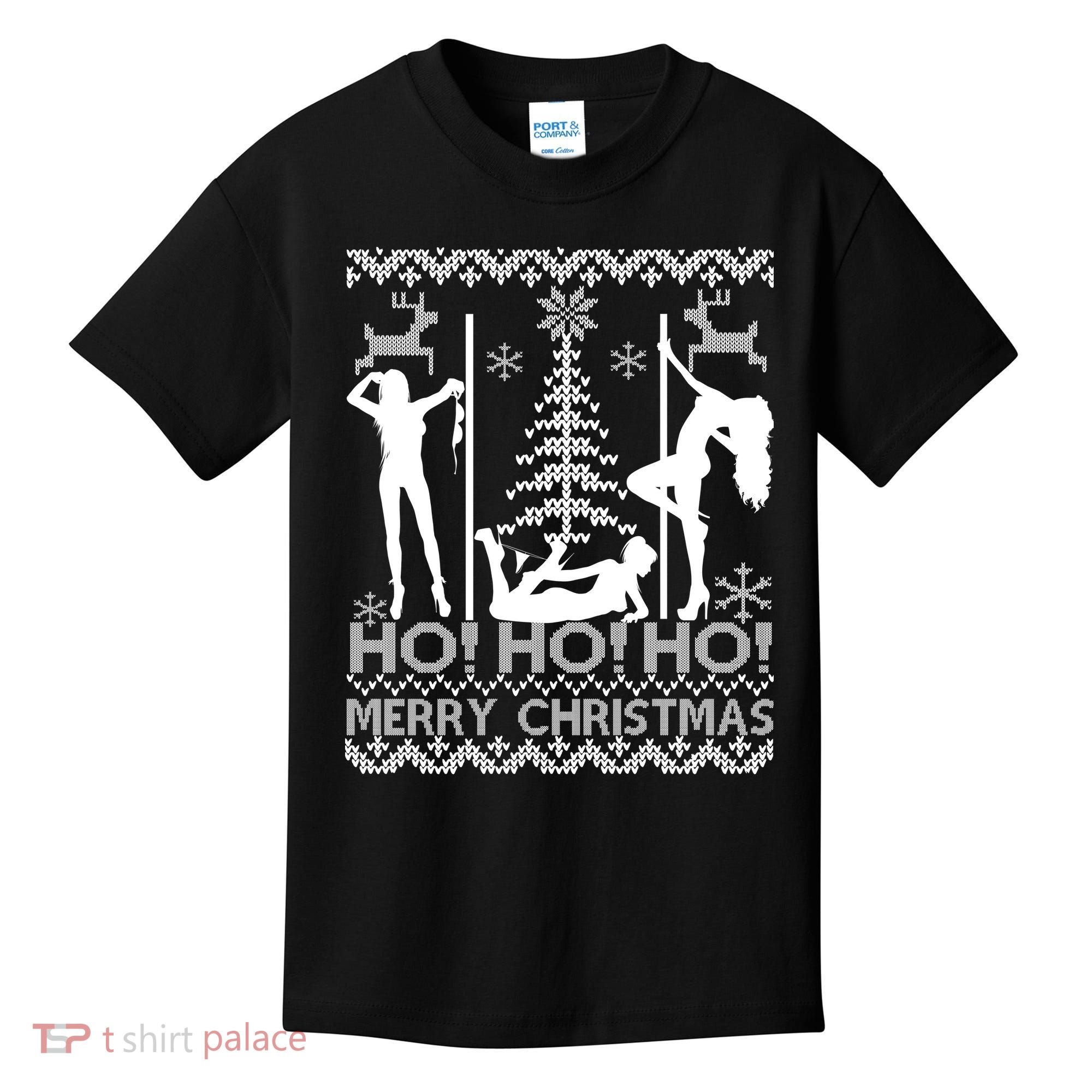 Ho Ho Ho Strippers X-Mas Ugly Christmas Sweater Kids T-Shirt