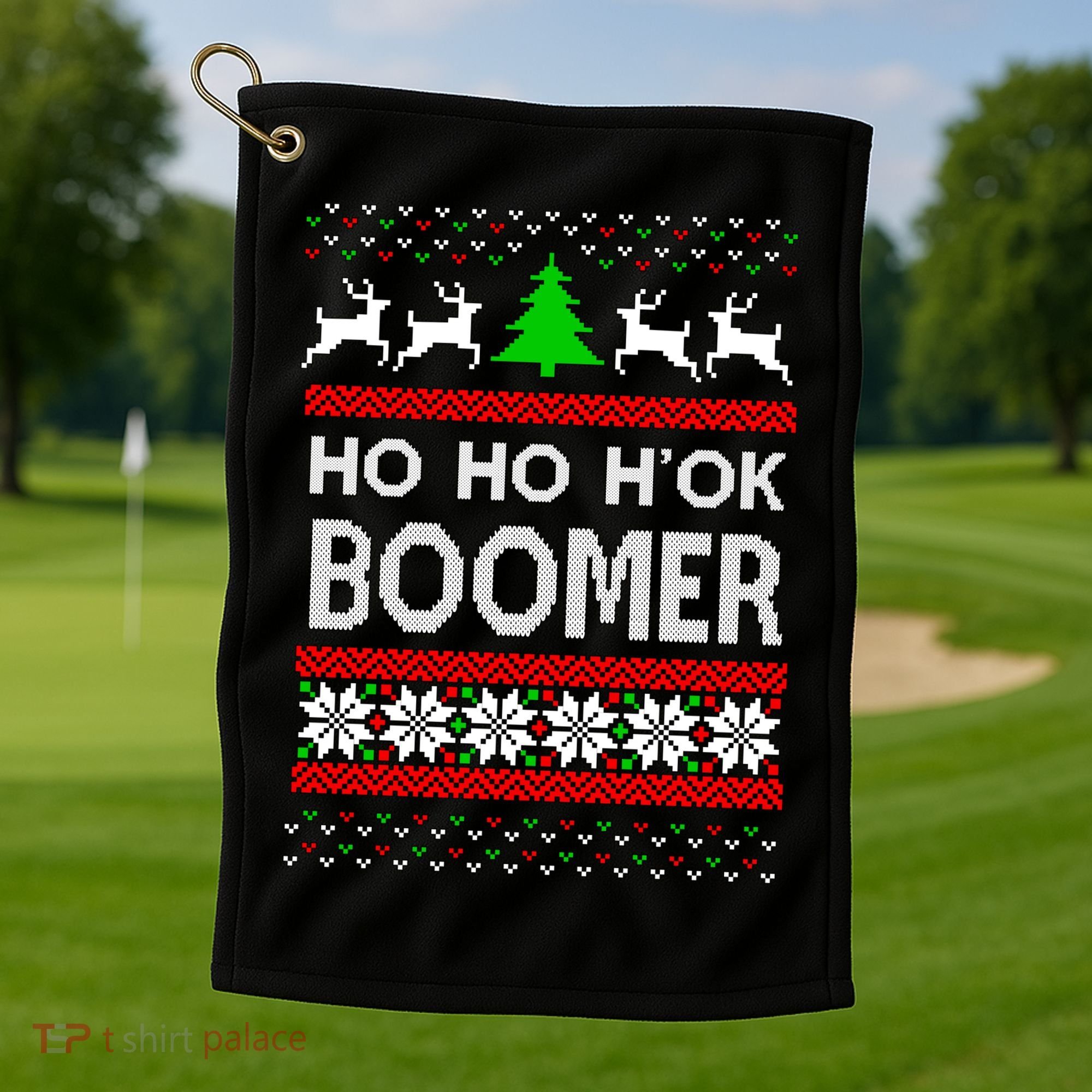 Ho Ho H'ok Boomer Ugly Christmas Golf Towel