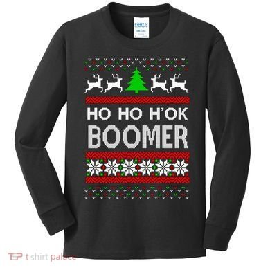 Ho Ho H'ok Boomer Ugly Christmas Kids Long Sleeve Shirt