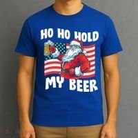 Ho Ho Hold My Beer Christmas In July T-Shirt thumb 3