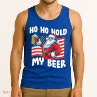 Ho Ho Hold My Beer Christmas In July Tank Top thumb 3