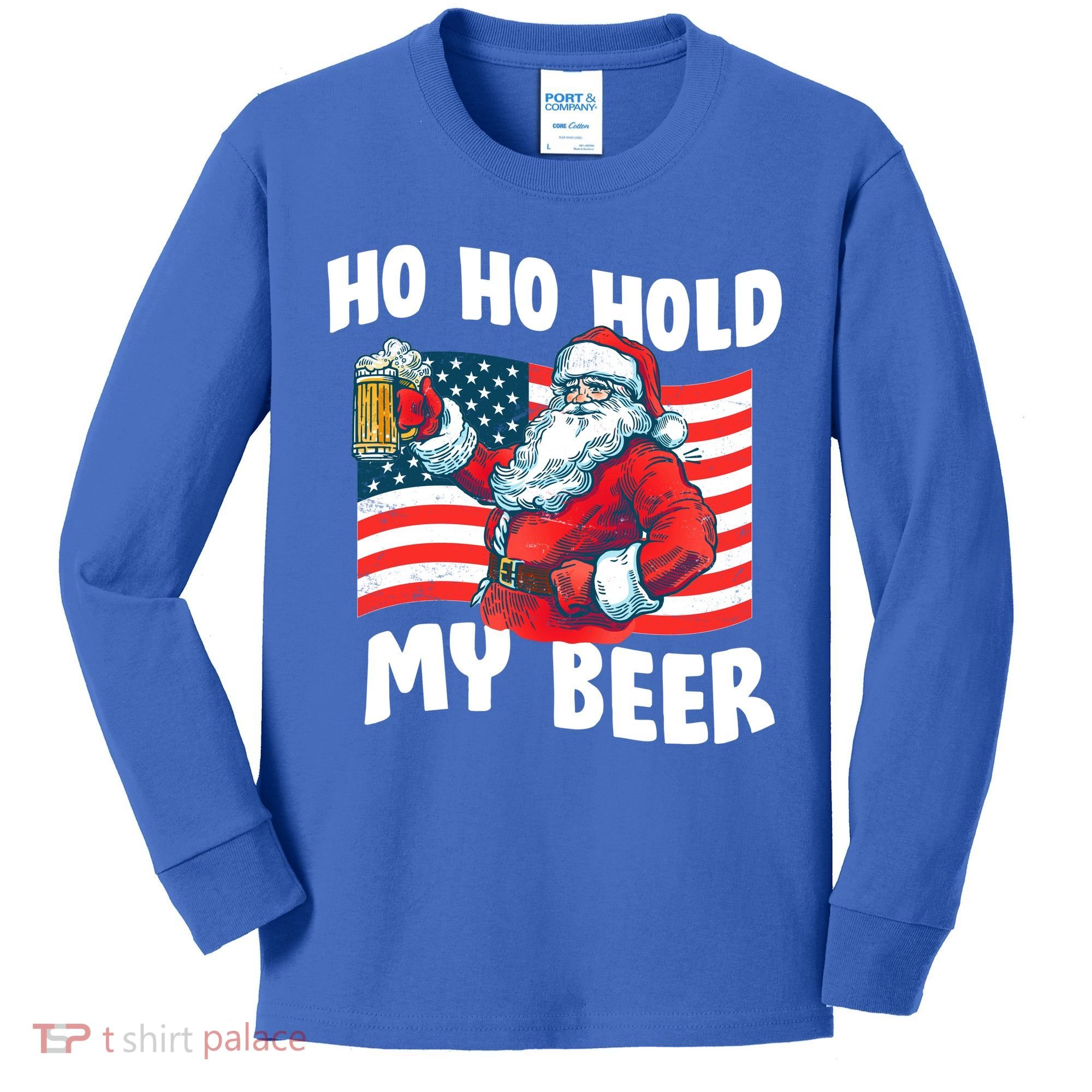 Ho Ho Hold My Beer Christmas In July Kids Long Sleeve Shirt