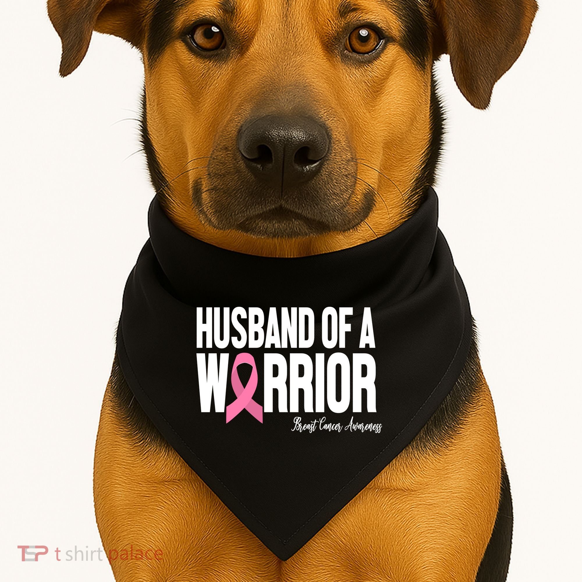 Husband Of A Warrior Breast Cancer Awanress USA-Made Doggie Bandana