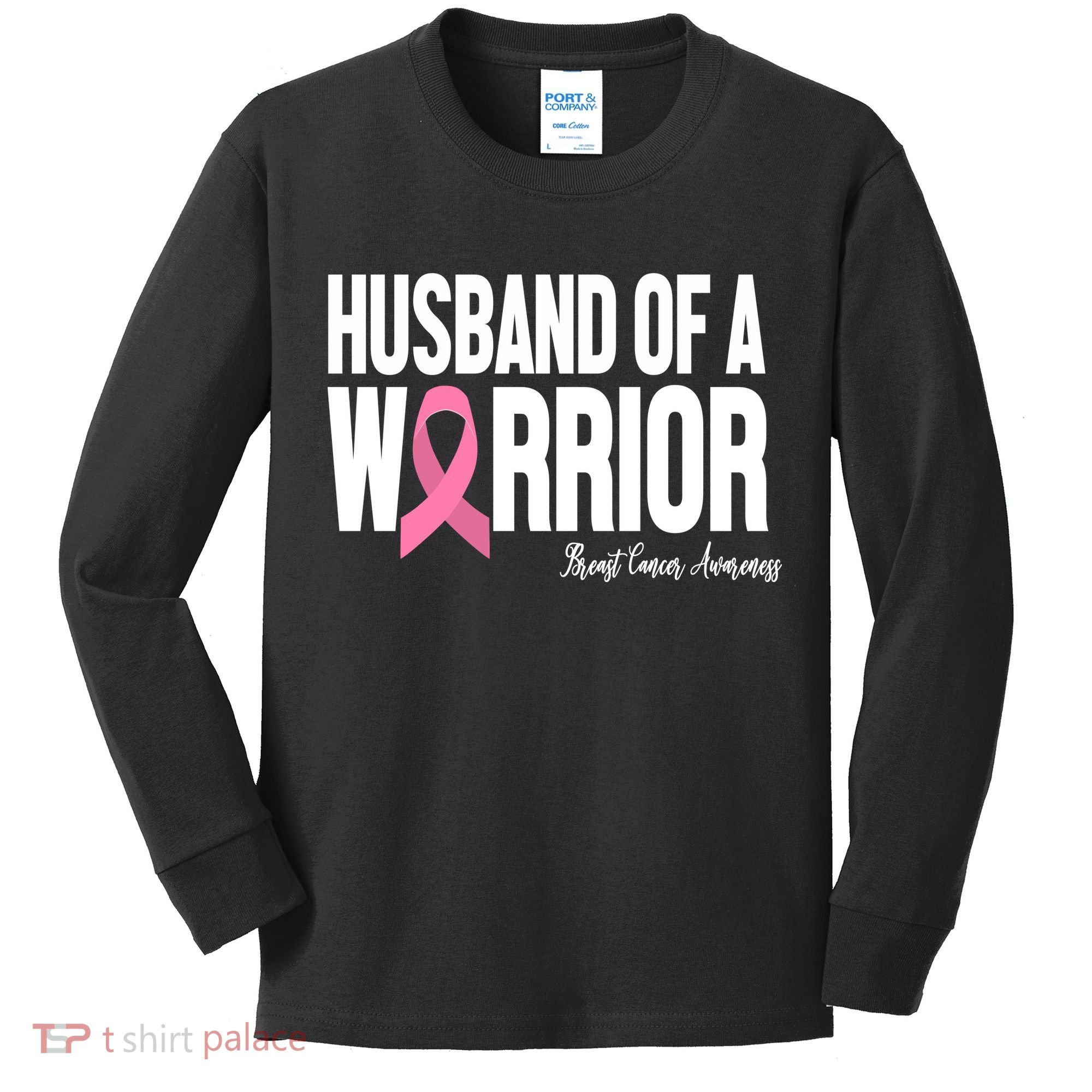 Husband Of A Warrior Breast Cancer Awanress Kids Long Sleeve Shirt