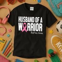 Husband Of A Warrior Breast Cancer Awanress Kids T-Shirt thumb 3