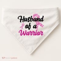 Husband Of A Warrior Breast Cancer Ribbon USA-Made Doggie Bandana thumb 0