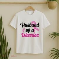 Husband Of A Warrior Breast Cancer Ribbon T-Shirt thumb 2