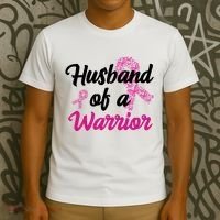 Husband Of A Warrior Breast Cancer Ribbon T-Shirt thumb 3