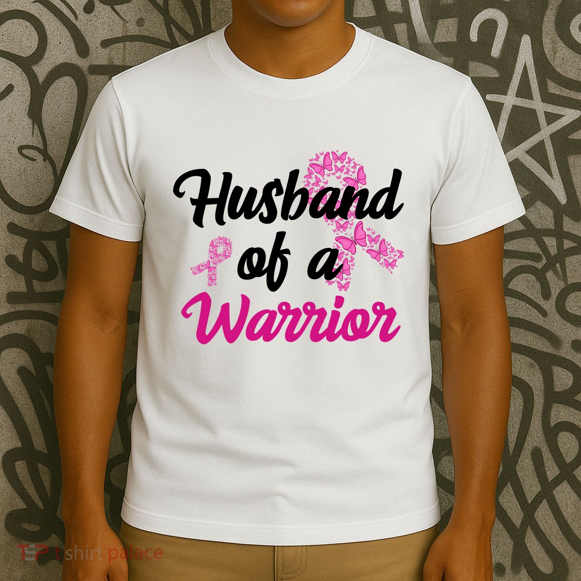Husband Of A Warrior Breast Cancer Ribbon T-Shirt