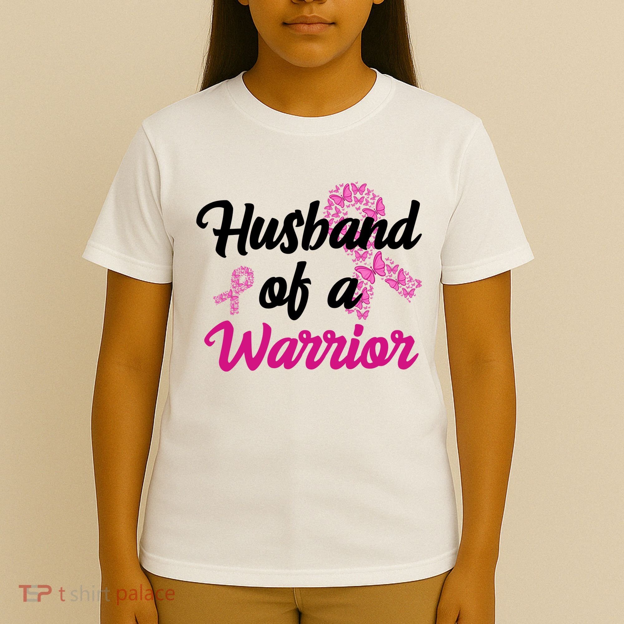 Husband Of A Warrior Breast Cancer Ribbon T-Shirt