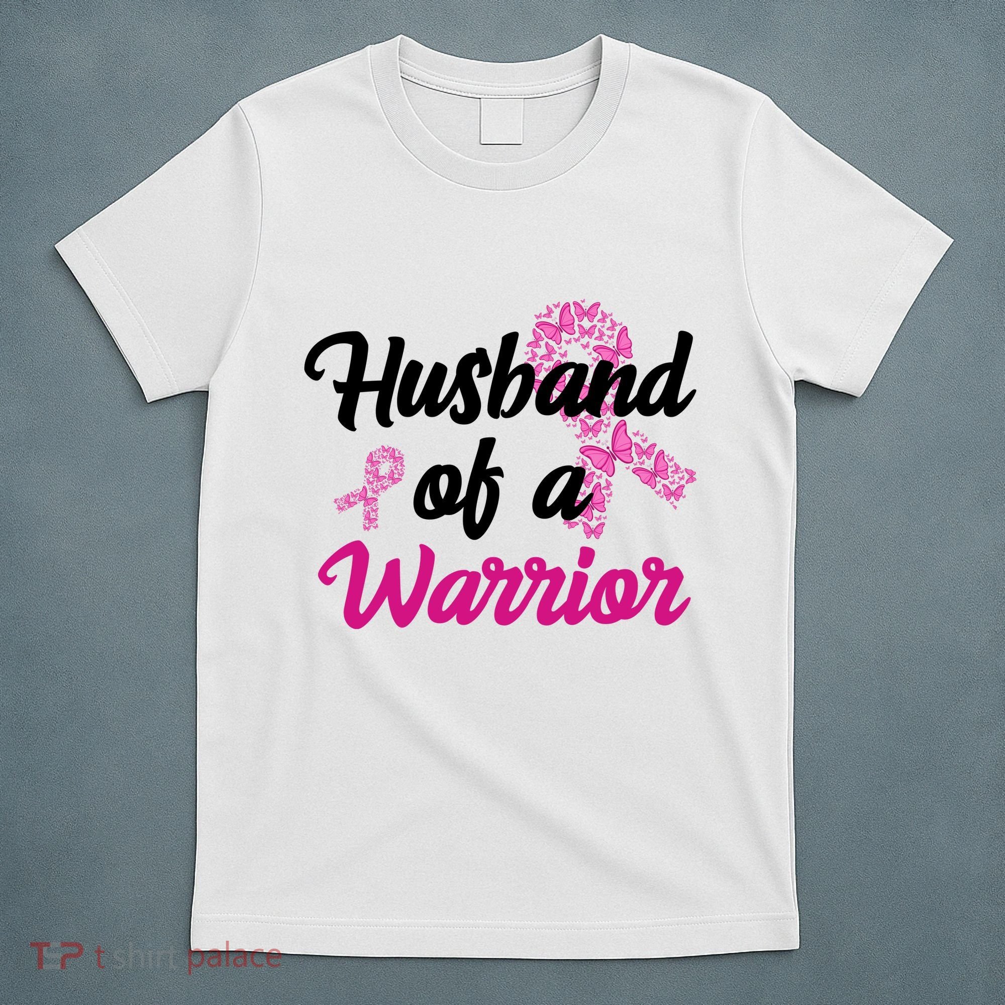Husband Of A Warrior Breast Cancer Ribbon T-Shirt
