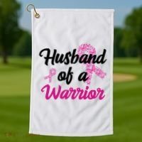 Husband Of A Warrior Breast Cancer Ribbon Golf Towel thumb 1