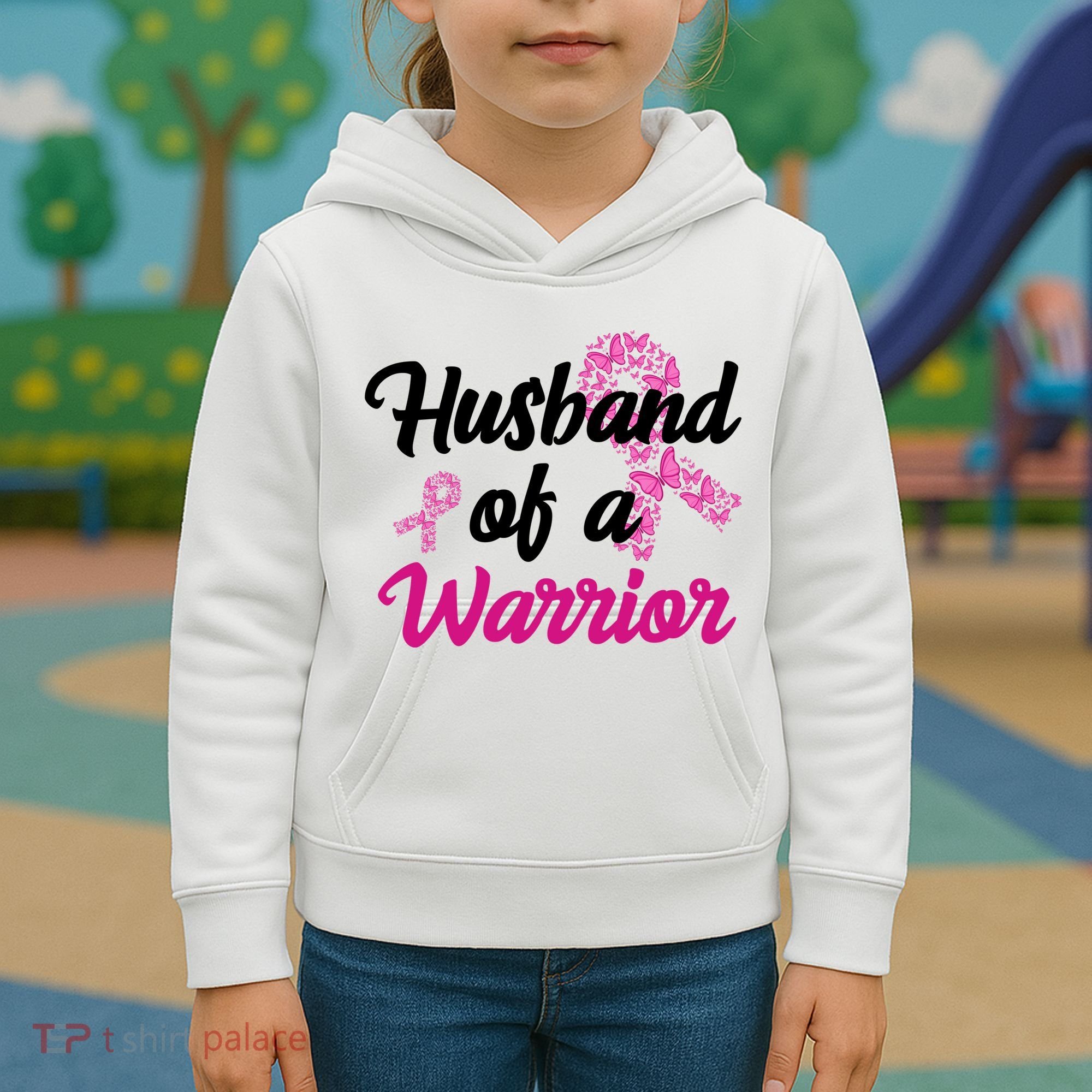 Husband Of A Warrior Breast Cancer Ribbon Kids Hoodie