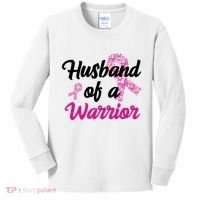 Husband Of A Warrior Breast Cancer Ribbon Kids Long Sleeve Shirt thumb 0