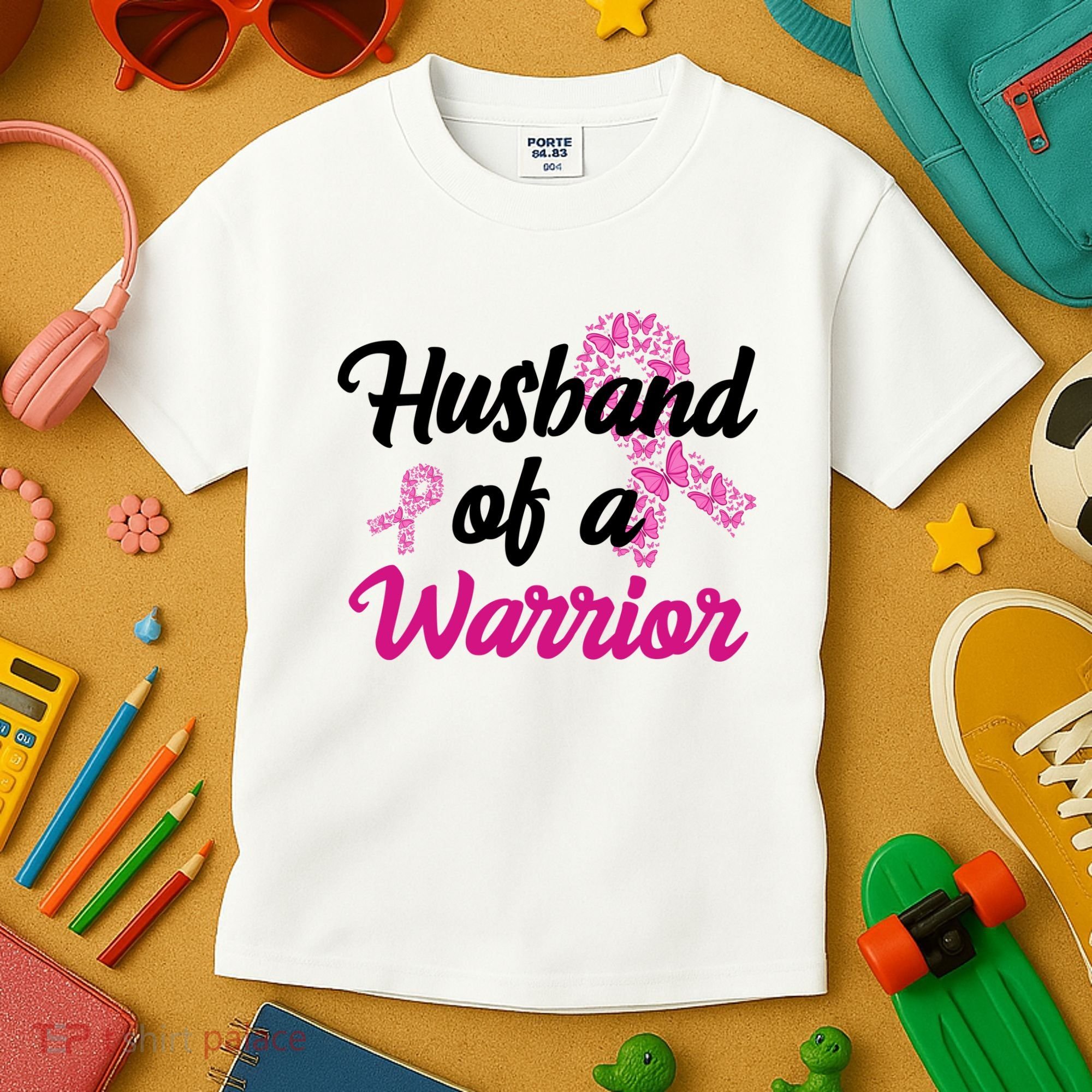 Husband Of A Warrior Breast Cancer Ribbon Kids T-Shirt