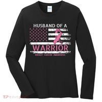Husband Of A Warrior Breast Cancer Support Squad Women's Long Sleeve Shirt thumb 0