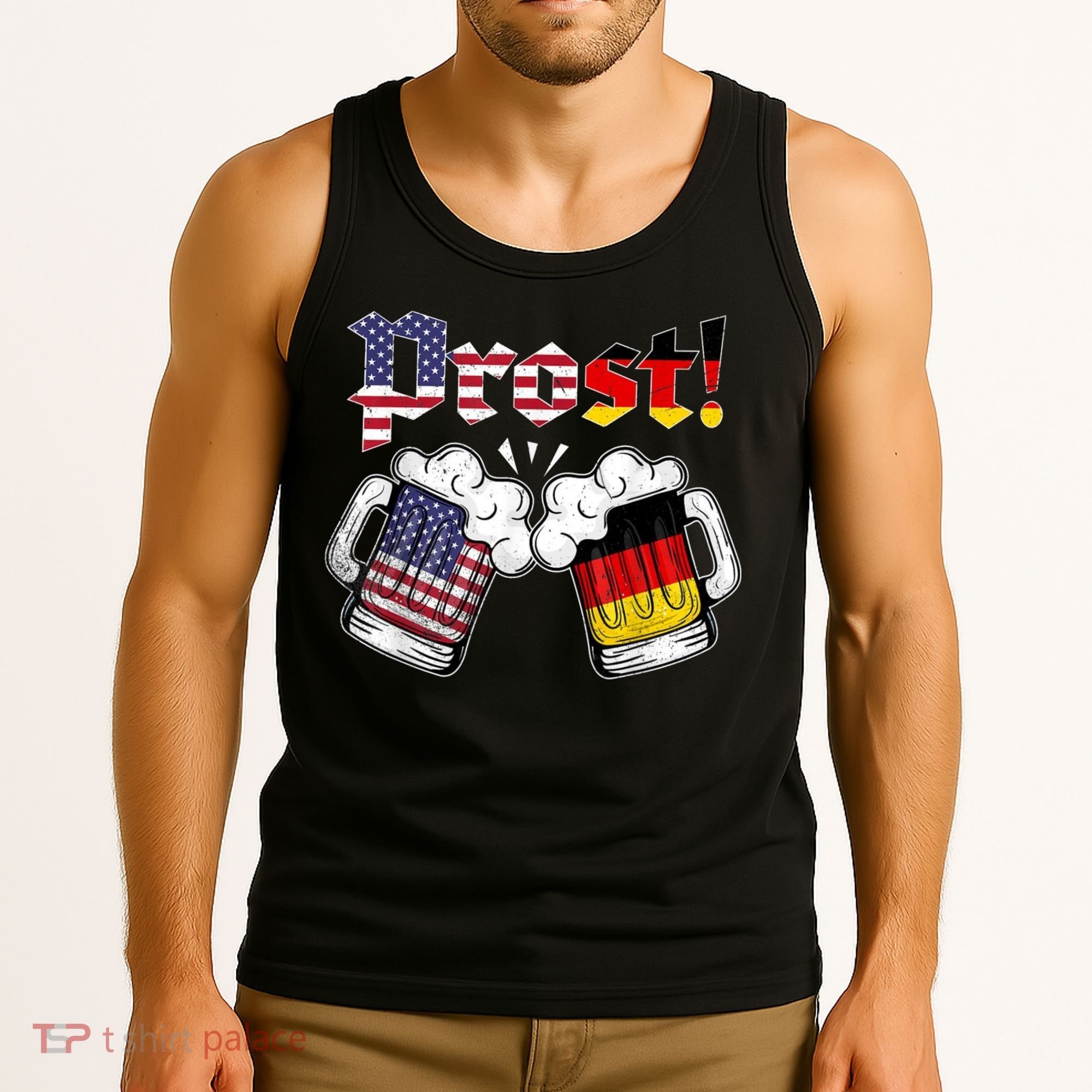 Happy Oktoberfest American German Munich Flag Prost Tank Top